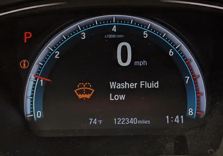 windshield wiper fluid gauge on the dashboard